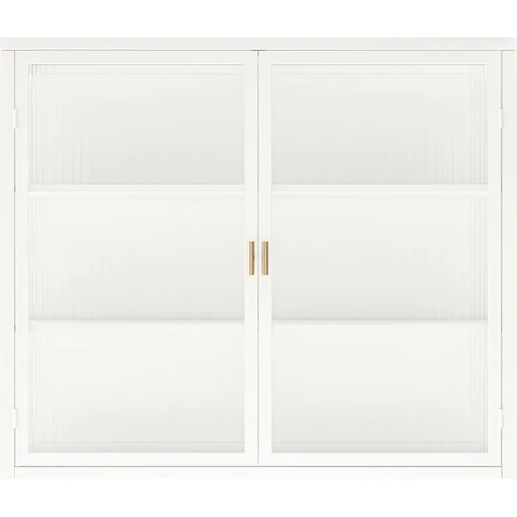 DESVIAE Sideboard Wandschrank Weiß aus Metall/gehärtetem Glas – 70x60x23 cm – 2 Türen, 3 Ablagen
