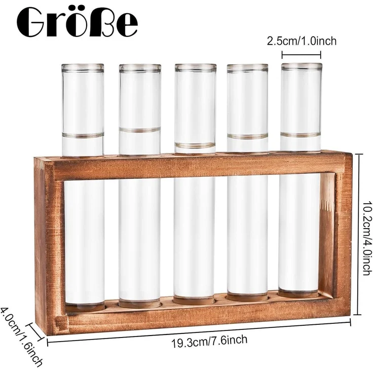 Cieex Reagenzgläser Blumenvase Set mit Holzständer - Moderne Vasen Deko für – Bild 4