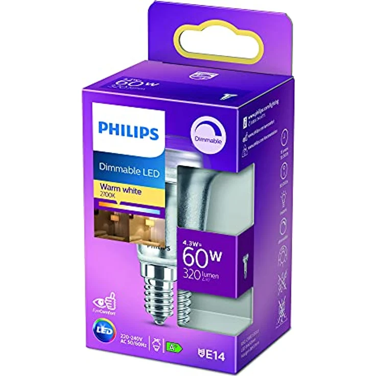 Philips LED Reflektor E14, 4,3 W dimmbar, 320 lm Warmweiß (2700K), entspricht 60 W – Bild 2