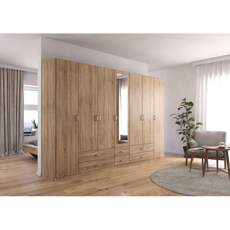 rauch Kleiderschrank Schrank Garderobe Mehrzweckschrank Schlafzimmer Ankleide Möbel GAMMA (in 3 Ausstattungen BASIC/CLASSIC/PREMIUM (inkl. SOFT-CLOSE-Funktion) Eiche Sonoma, 315 cm breit, 6 Schubladen MADE IN GERMANY – Bild 2