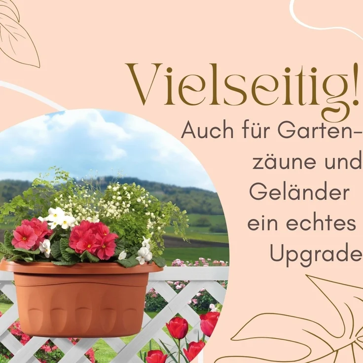 GarPet Blumenkasten 2er Set Blumen Kasten Beidseitig Dopple Balkon Geländer Teracotta – Bild 5