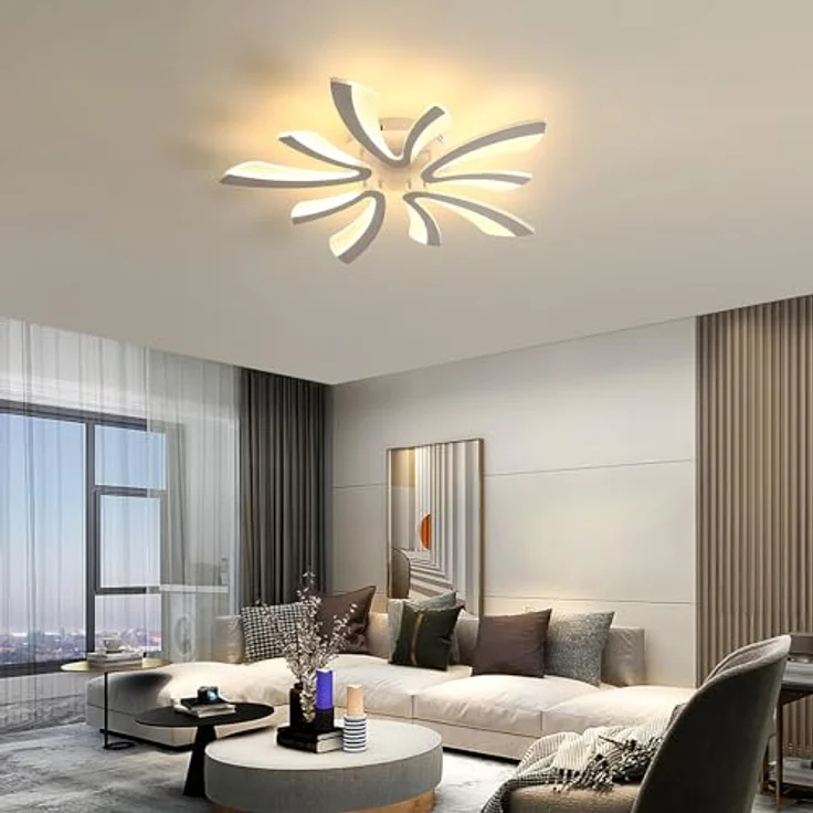 Comely LED Deckenleuchte, 50W LED Deckenlampe, 3000K Warmes Licht Flush Mount Acryl Moderne Beleuchtung mit Fernbedienung für Wohnzimmer Schlafzimmer, 70cm – Bild 3