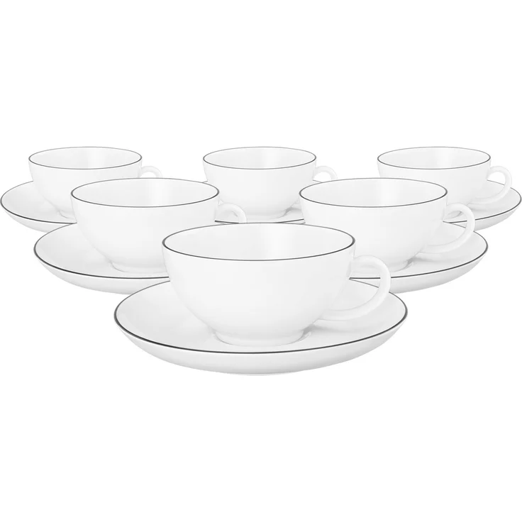 Seltmann Weiden Lido Black Line Teetasse mit Untertasse 200 ml 6er Set – Bild 1