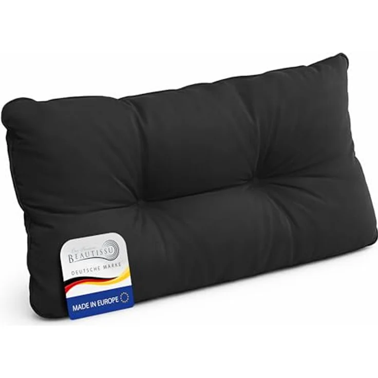 Beautissu Sitzkissen Lounge Kissen Outdoor Rückenkissen Flair LK, 50x40x12cm, Anthrazit, 50x40x12 cm – Wetterfest Schmutzabweisend Polster für Gartenmöbel – Bild 2