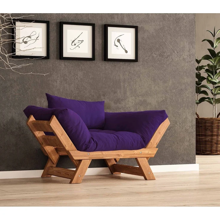 Skye Decor 'CPT8157-140' Garten-Sessel, Teak / Lila, 108-140 x 75 cm – Bild 1