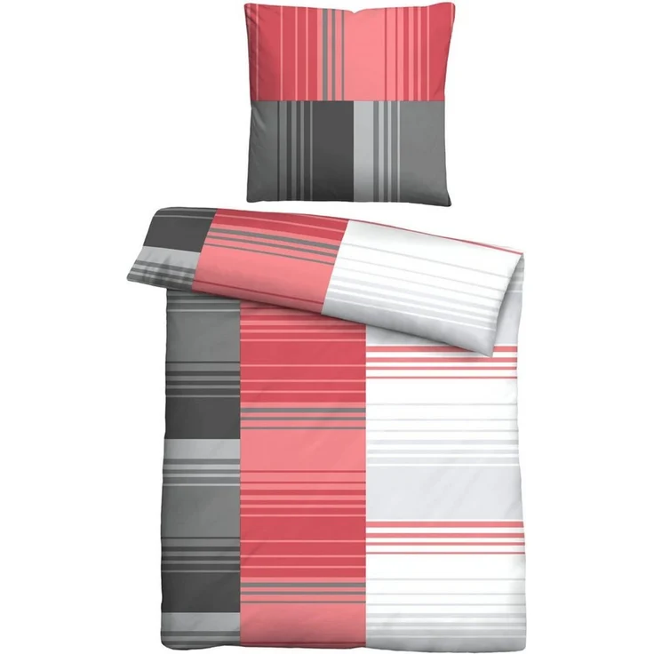 Traumhaft schlafen - Castell - Markenbettwäsche Baumwoll Renforce Bettwäsche 0040561 STREIFENMIX, rot, 1x 155x220 cm + 1x 80x80 cm – Bild 2