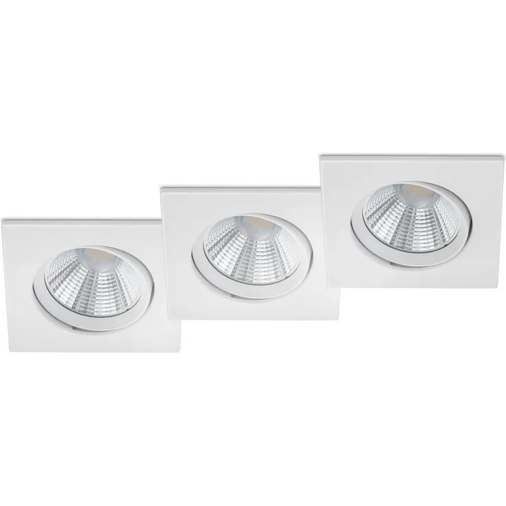 LED Deckeneinbaustrahler PAMIR eckig 3er Set schwenkbar dimmbar Weiß