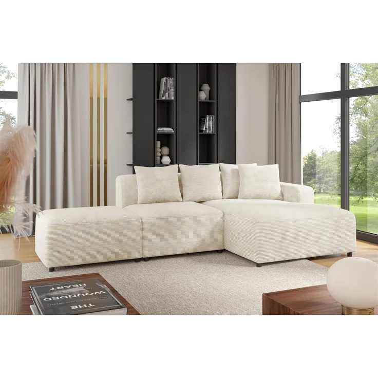 Polsterhocker Designerhocker Hocker MEGAN in Stoff Poso Creme – Bild 2