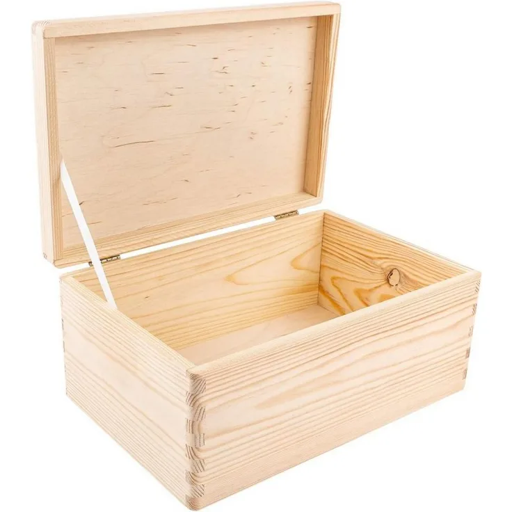 Creative Deco Holzkiste mit Deckel Groß Erinnerungsbox Baby Holzbox 30 x 20 x 14 cm, mit Scharnieren