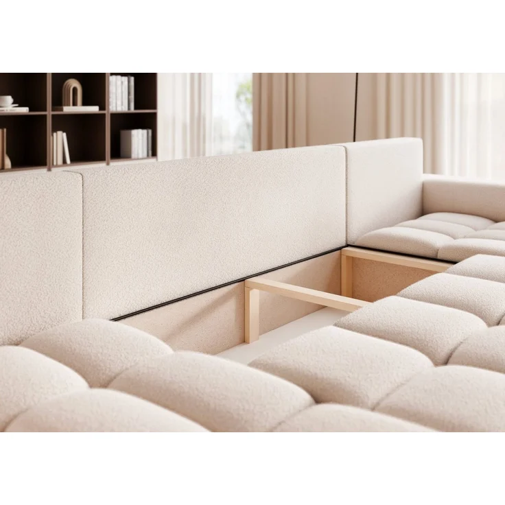 yourhouse24 Wohnlandschaft XXL U-Sofa OLI U mit tiefer Steppung (318 cm) – Bouclé-Stoff, Seite universal – Bild 4
