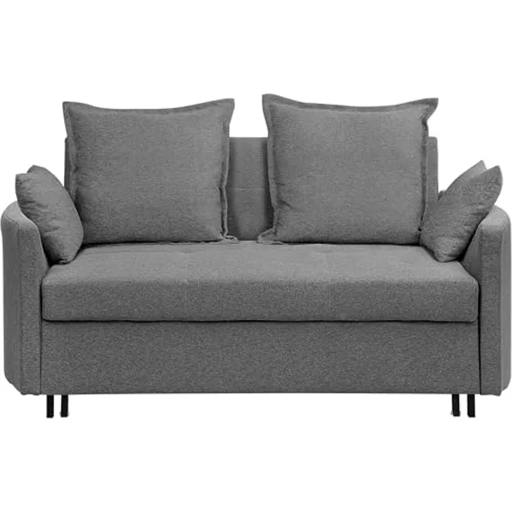 Beliani ' HOVIN' Schlafsofa, 2-Sitzer, Polsterbezug, grau, 166 x 92 x 84 cm (BxTxH)