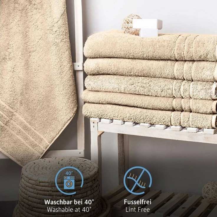 Komfortec Badetuch 100x200 cm aus 100% Baumwolle, Saunatuch XXL, Weich, Groß, Frottee, Schnelltrocknend, Beige – Bild 3