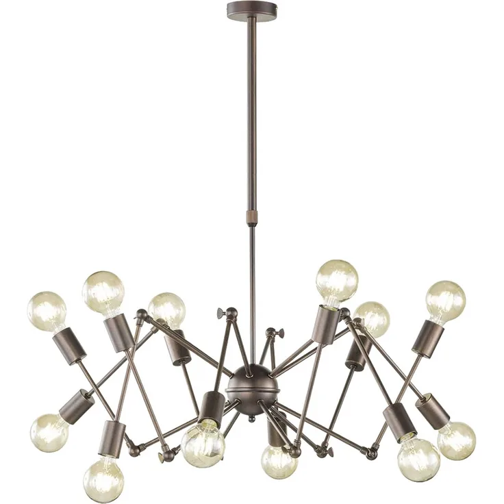 Hängeleuchte, 12 Flammig, Spots beweglich, braun, D 95 cm