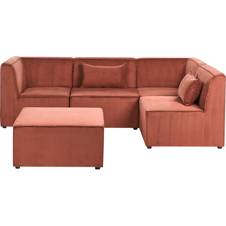 Modul Ecksofa 4-Sitzer LEMVIG Cord Dunkelrot rechtsseitig – Bild 4