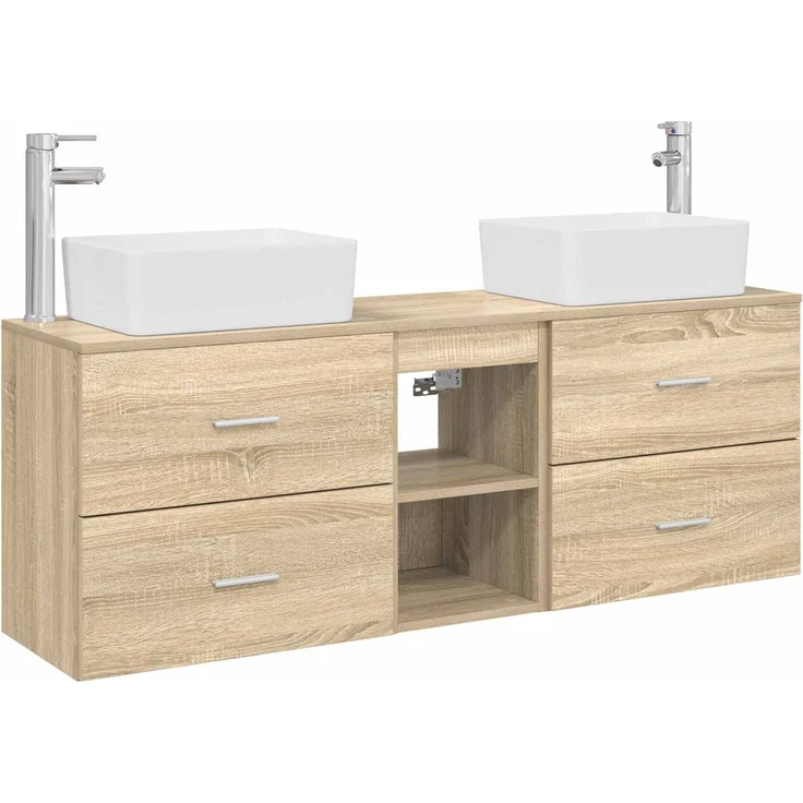 vidaXL Badezimmerschrank-Set 3 stk. Sonoma-Eiche 136 x 35 x 80 cm 3405853 – Bild 2