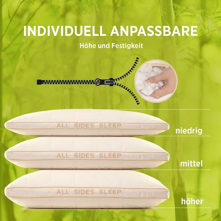 Vitapur KOPFKISSEN ALL SIDES SLEEP Baumwolle/Bambusfasern Natur 40x80 cm (H 40cm x T 80 x B 40 cm) – Bild 4