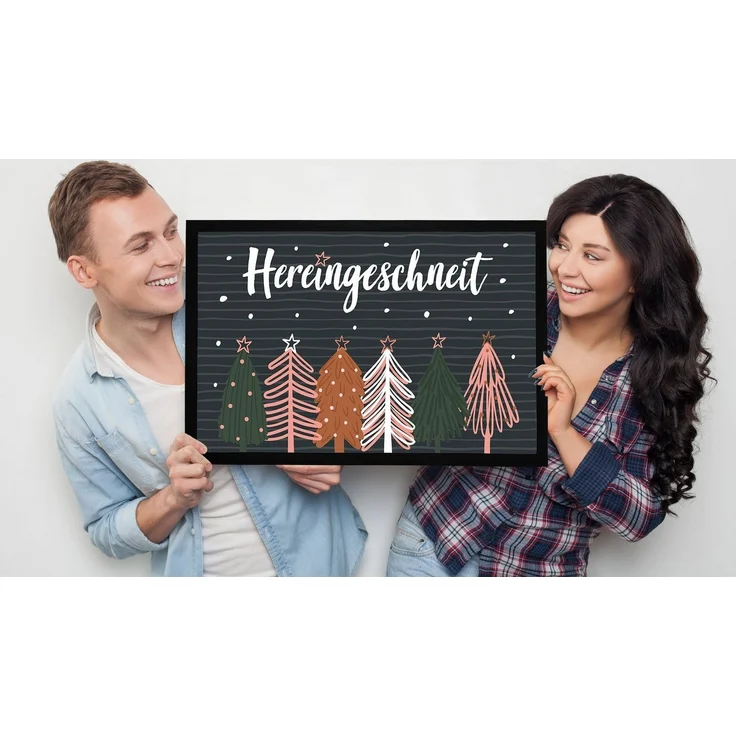 MoonWorks Fußmatte Fußmatte Weihnachten Winter Motiv Hereingeschneit Schneeflocken, rechteckig – Bild 3