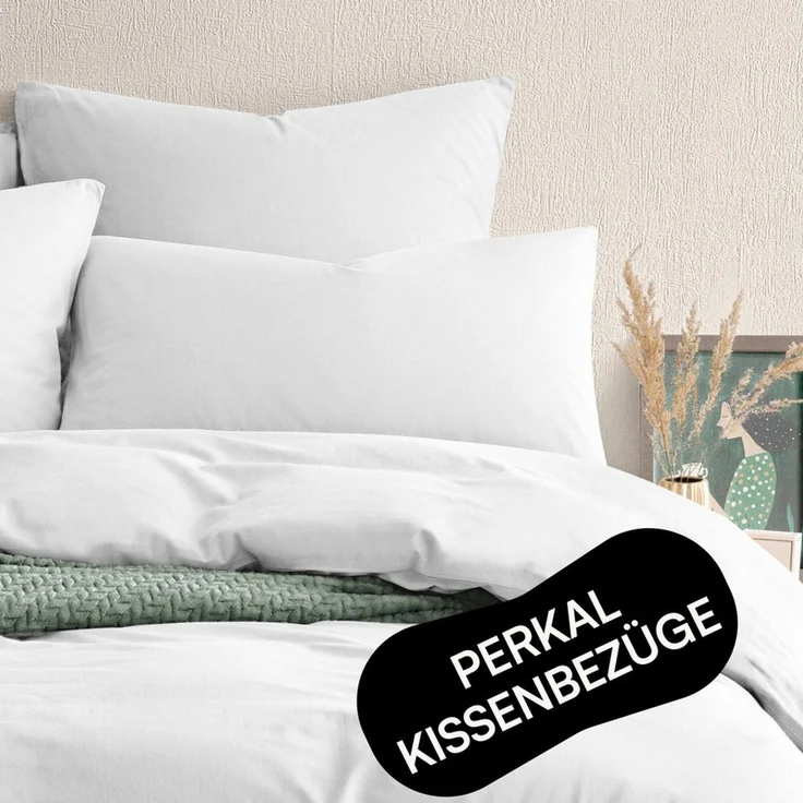 Seralino Kissenbezüge Perkal Kissenbezug (100% Baumwolle) weich angeraut, hautfreundlich, besonders weich & atmungsaktiv, BCI zertifiziert, mit Reißverschluss – Bild 5