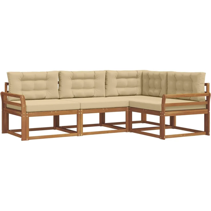vidaXL Outdoor-Sofagarnitur 4 stk. 4-Sitzer Natur und Beige 3367511 – Bild 2