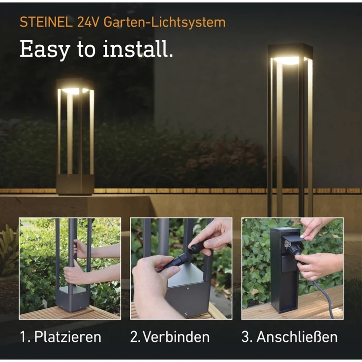 Steinel Wegeleuchte Stela C 24V 86 cm, RGBWW Gartenleuchte, 16 Mio. Farben, Dämmerungssensor, dimmbare Pollerleuchte, Zeitschaltuhr, App-Steuerung, Plug & Play, IP65 – Bild 4