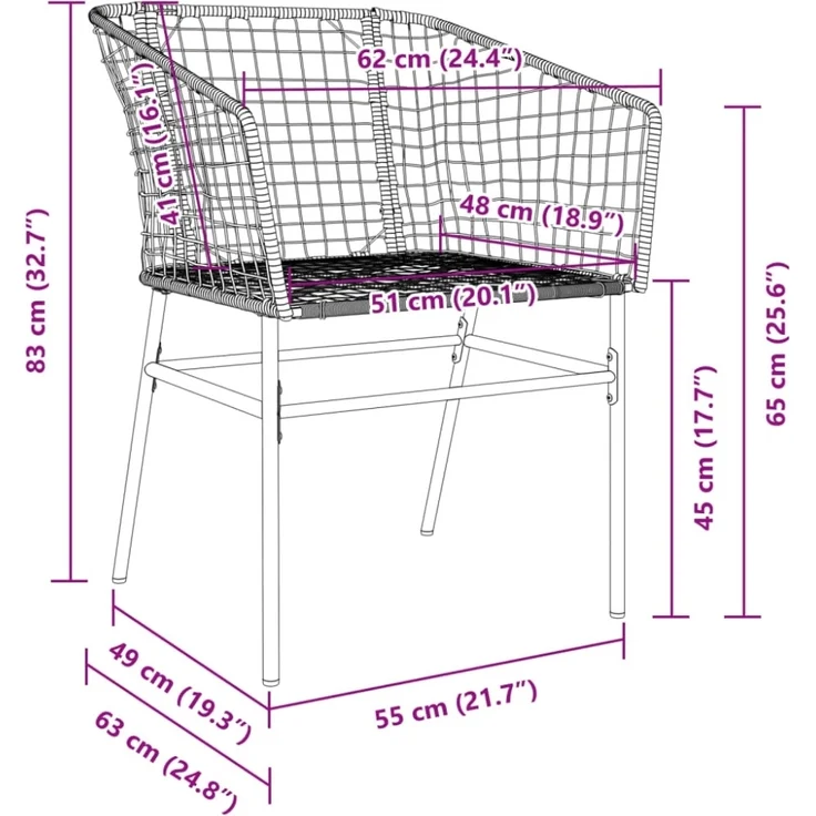 vidaXL Gartenstühle 2 Stk. Braun Poly Rattan 369099 – Bild 3