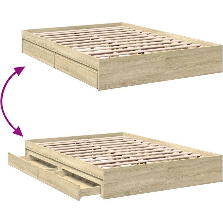 vidaXL Bettgestell mit Schubladen Sonoma-Eiche 150x200cm Holzwerkstoff 3280652 – Bild 7