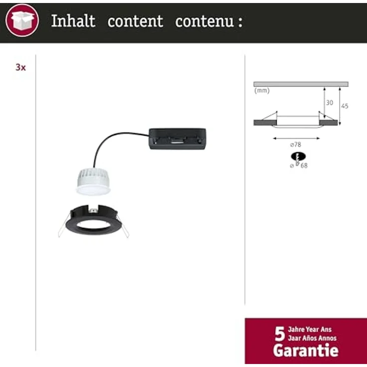 Paulmann 92446 LED Einbauleuchte Nova Coin 3er-Set Zigbee Tunable White Schwarz matt IP44 – Bild 5