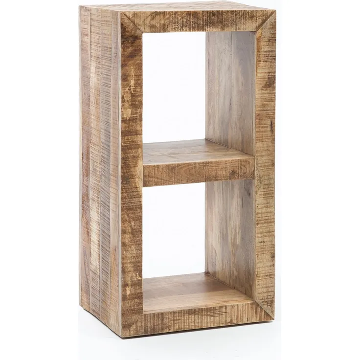 Wohnling Standregal RUSTICA Massivholz Mango 2 Böden, Natur, 90 x 45 x 35 cm