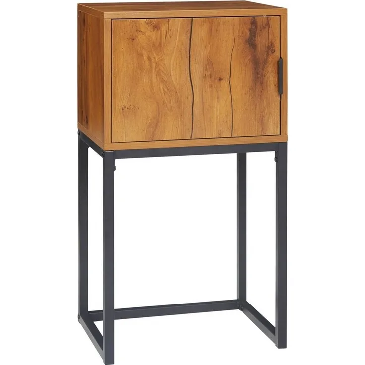HOMCOM Konsolentisch mit Stauraum, Sofatisch Flurtisch im Industriedesign, Beistelltisch (Couchtisch, 1-St, Beistelltisch), Stahl, Natur, 40 x 30 x 76 cm