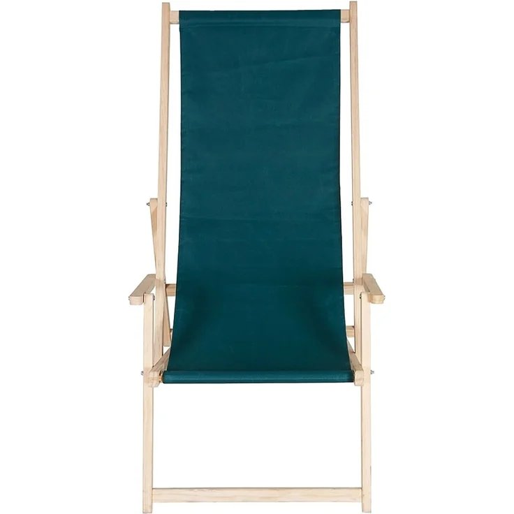 Sonnenliege Armlehne Grün Strand Campingstuhl Holz klappbar Faltsitz Balkon – Bild 2