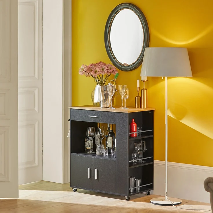 SoBuy FKW113-SCH Küchenwagen, Spanplatte, Melamin, Schwarz, 75 x 88 x 46 cm – Bild 6