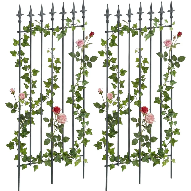 CLP 2er Set Rankgitter Elisa 100 x 50 cm lackiertes Eisen im Jugendstil für Garten - Farbe:anthrazit – Bild 1