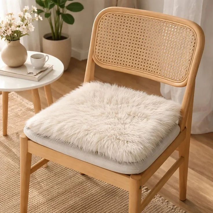 Provellus Sitzkissen Vegane Sitzauflage 40x40 cm Felloptik weich & waschbar – Bild 3