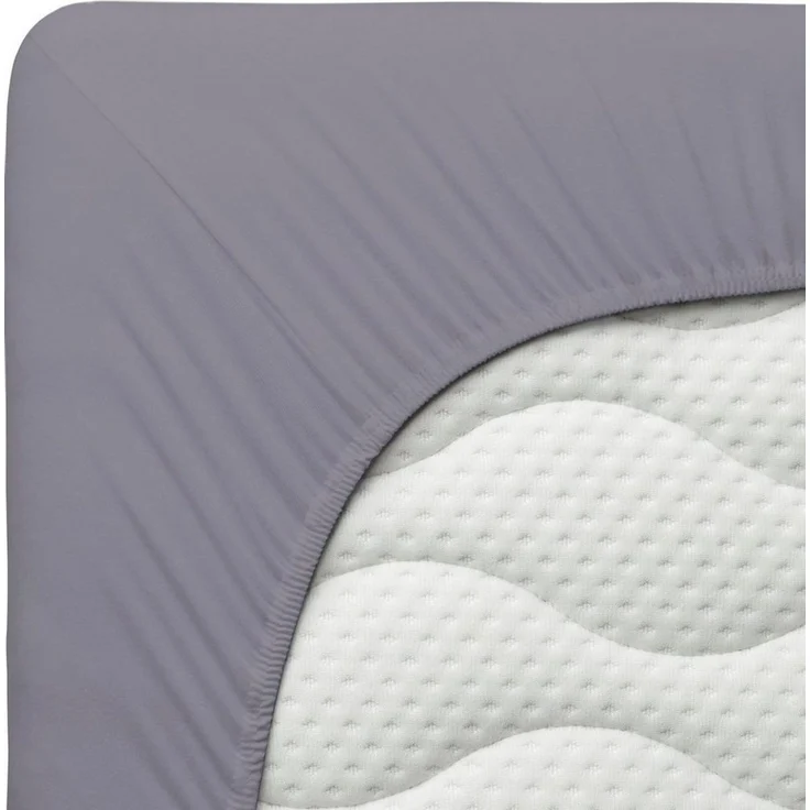 Schlafgut Spannbettlaken Premium, Gummizug: rundum, (1 Stück), Mako-Zwirn-Jersey, Grey Mid, S 90x190 cm - 100x220 cm – Bild 3