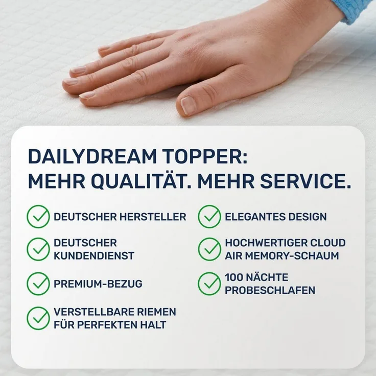Dailydream Komfortschaum Matratzentopper Model "L/XL", 90x200x6cm, Edition "7-Zone"