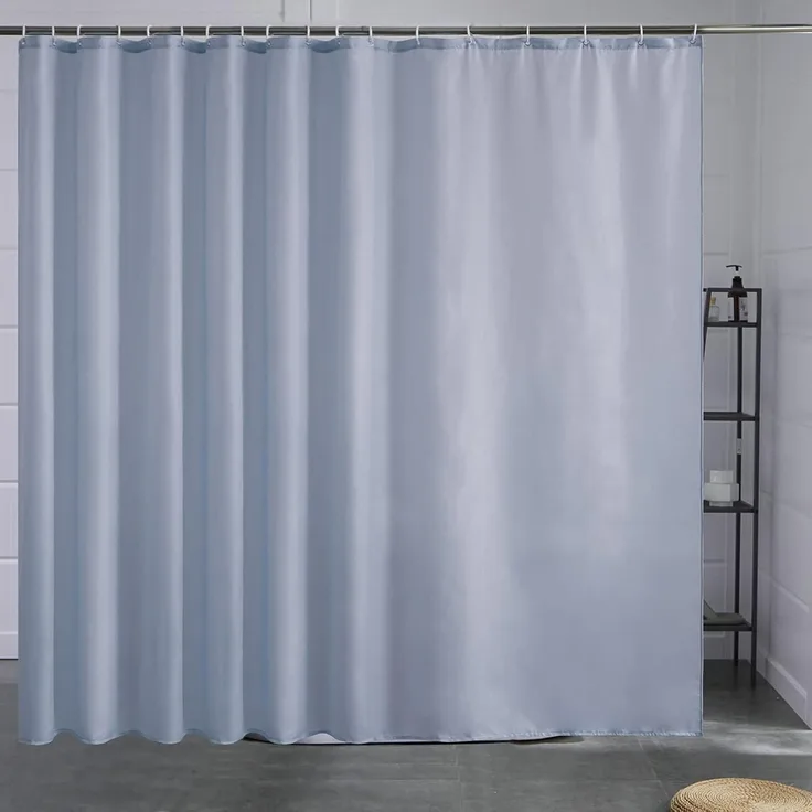 Duschvorhang Überlänge Grau Blau Antibakteriell 275x180cm wasserdicht