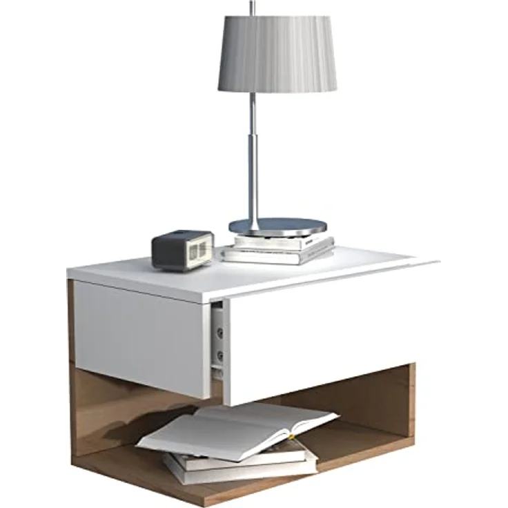 MID.YOU Nachtschrank, Weiß, Eiche, Holzwerkstoff, 1 Schublade, 45x30x32 cm, Schlafzimmer – Bild 1