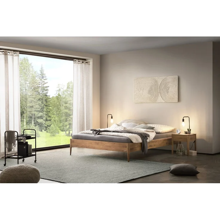 Hasena Massivholzbett Pieve Wildeiche natur, geölt 200x220 cm, Fußhöhe 20 cm – Lounge – Bild 2