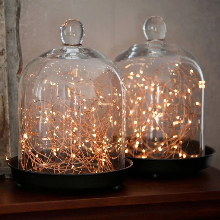 Innen-Lichterkette mit Timer 100 LEDs warmweiß Drahtlichterkette Dekolicht 9,9m – Bild 2