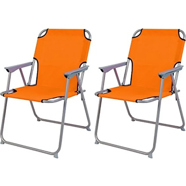 2 Stück Campingstuhl Stoff Oxfort Metall Orange