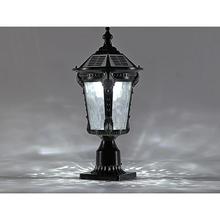 Arnusa LED Solarleuchte Sockelleuchte schwarz Außenleuchte Solarlampe Gartenleuchte kabellos, LED fest integriert, warmweiß, kaltweiß, Aluminium und Glas mit Fernbedienung dimmbar – Bild 4