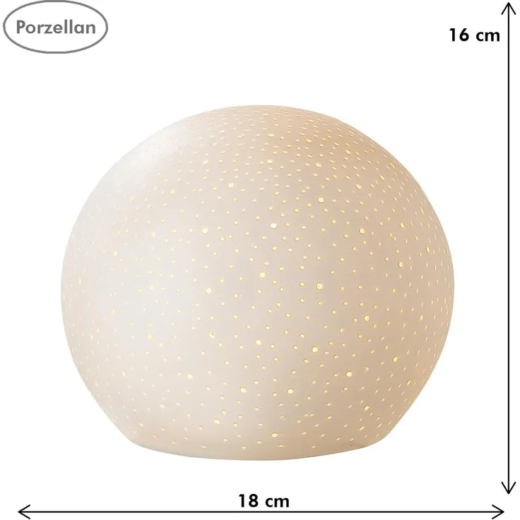 GILDE - Tischleuchte Sternenhimmel - aus Porzellan mit Lochmuster - Durchmesser 18 cm