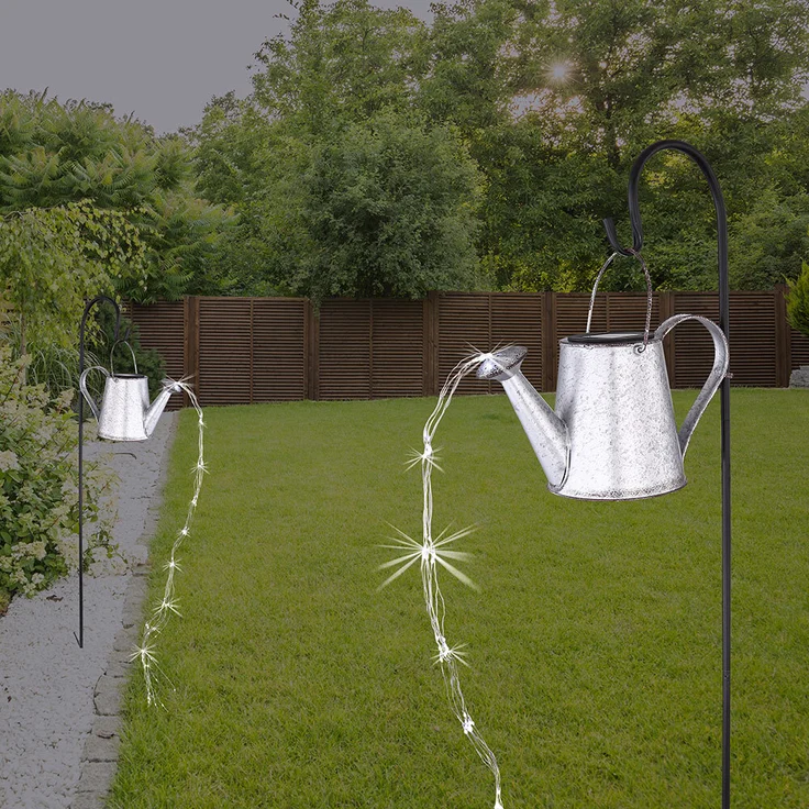 LED Solar-Steckleuchte, Gießkanne, silber-grau, H 112 cm – Bild 8