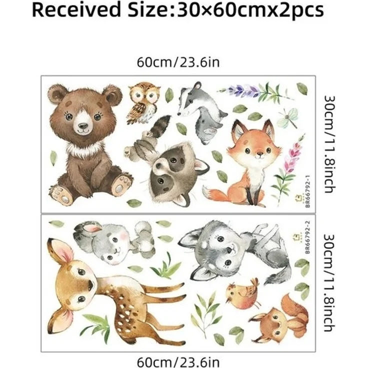 Montegoni Wandsticker Kinder Tier Wandaufkleber,Wandtattoo mit Waldtieren (Wandaufkleber für Kinderzimmer, Braunbär Hirsch Hase Tier, Wandaufkleber), wasserdichte,abnehmbare – Bild 4