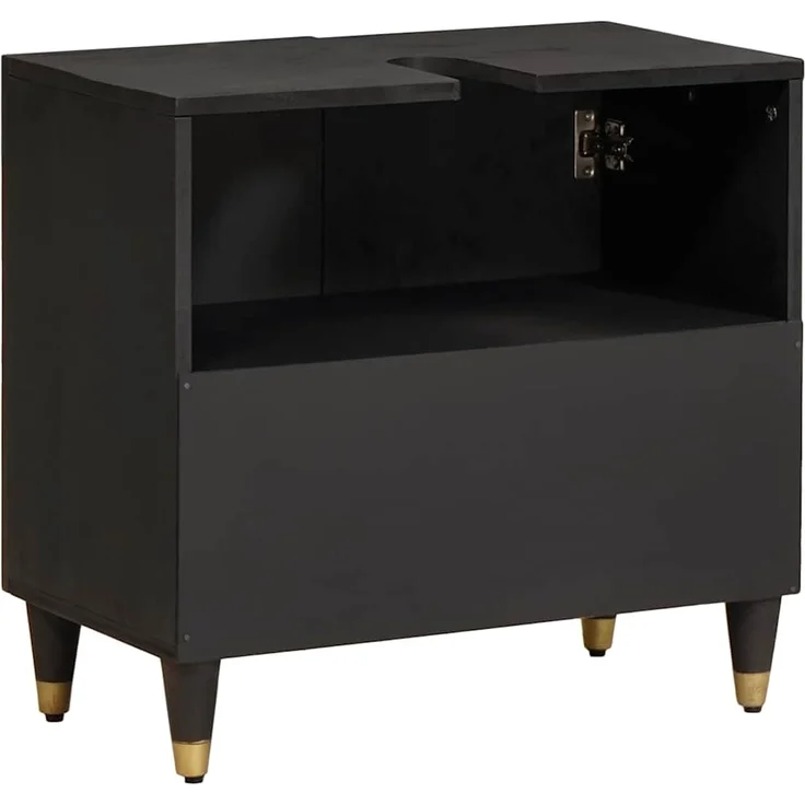 vidaXL Waschbeckenunterschrank mit Speicher Schwarz 62 x 33 x 58 cm 4018827 – Bild 4