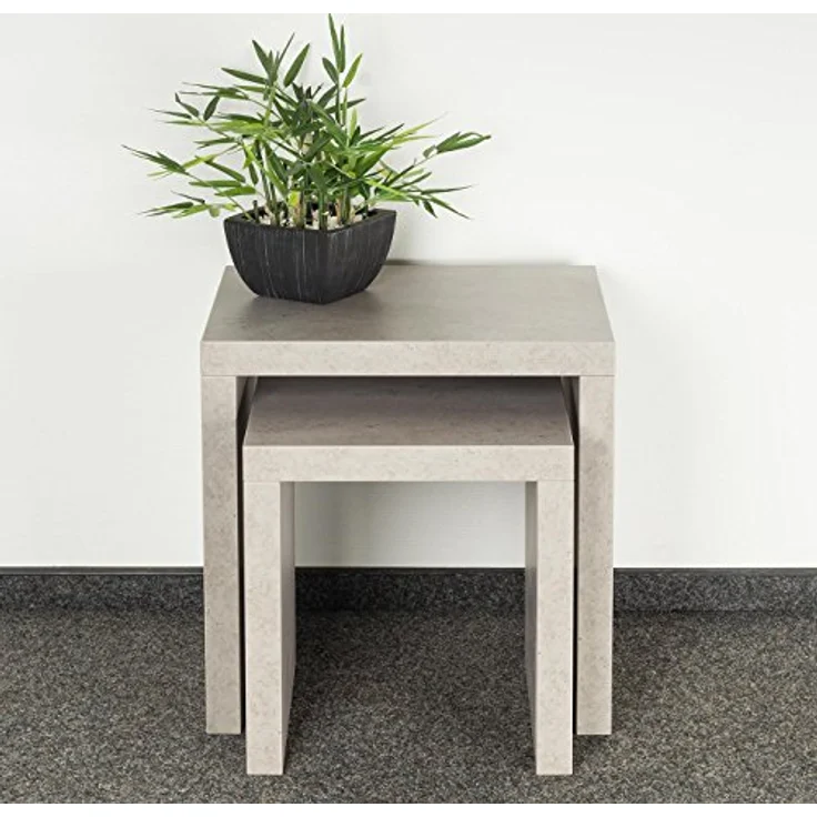 Levandeo® Couchtisch, 2 Satztisch 44x44x36cm Betonoptik grau Beistelltisch – Bild 6