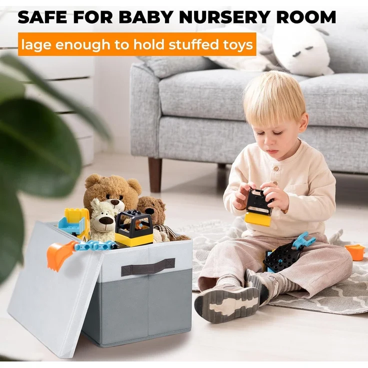 ABC Aufbewahrungskorb mit Deckel, 4er-Set, für Regale und Kinderzimmer – Bild 3