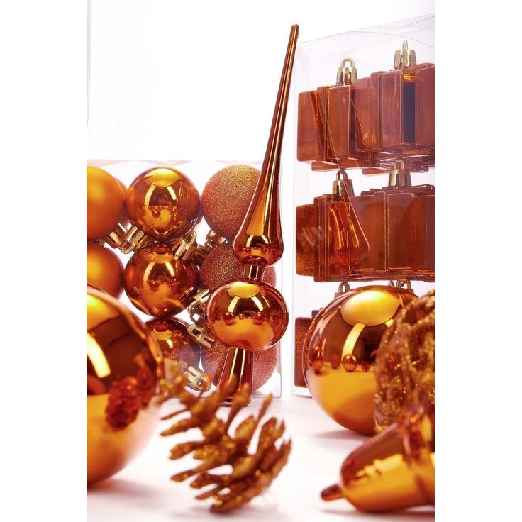 BRUBAKER Weihnachtsbaumkugel 101-teiliges Weihnachtskugel-Set mit Baumspitze, Christbaumschmuck aus Kunststoff, Weihnachtsdekoration edel und robust – Bild 3