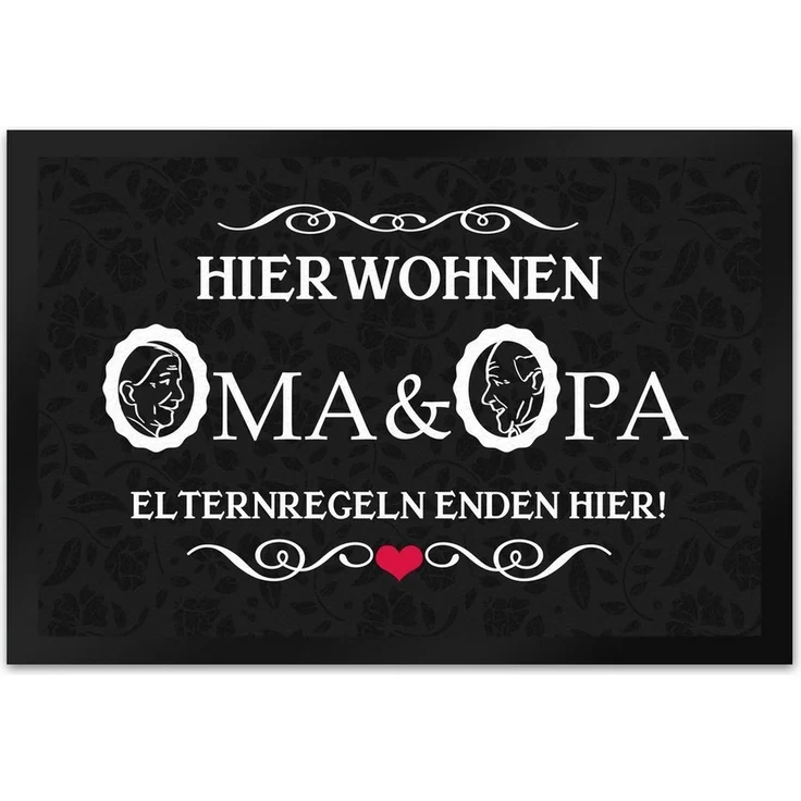 speecheese Fußmatte Hier wohnen Oma & Opa Fußmatte XL in 40x60 cm im Vintage-Look – Bild 3