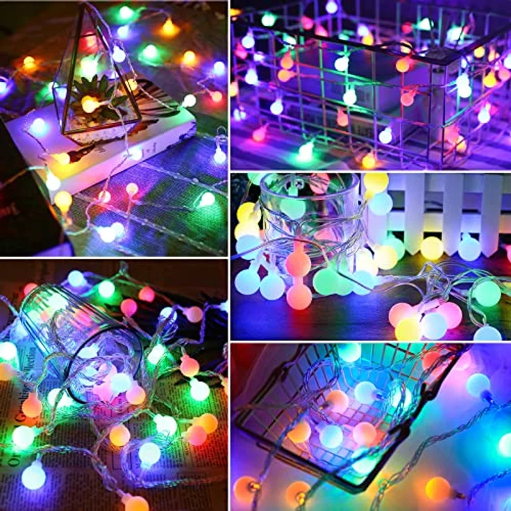 100 LED Lichterkette Strombetrieben,15M Lichterkette Kugel RGB mit Stecker für Außen und Innen,IP44 Wasserdicht Lichterketten mit Dimmbar Fernbedienung,Ideal für Zimmer,Weihnachten,Party,Garten – Bild 6